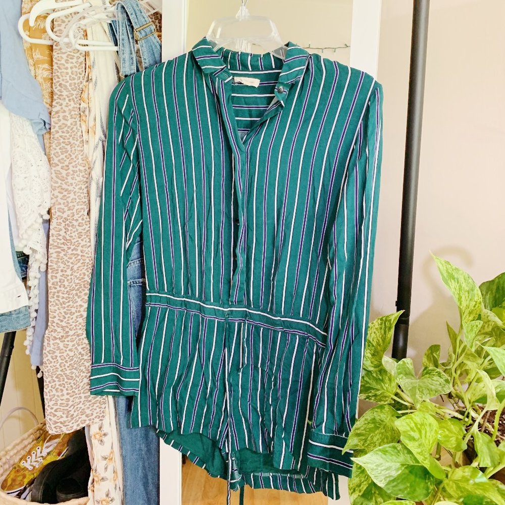 Urban Outfitters Striped Long Sleeve Romper